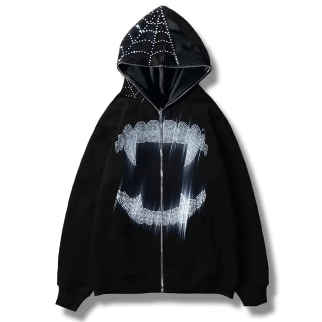 Y2K Rhinestone Zip-Up