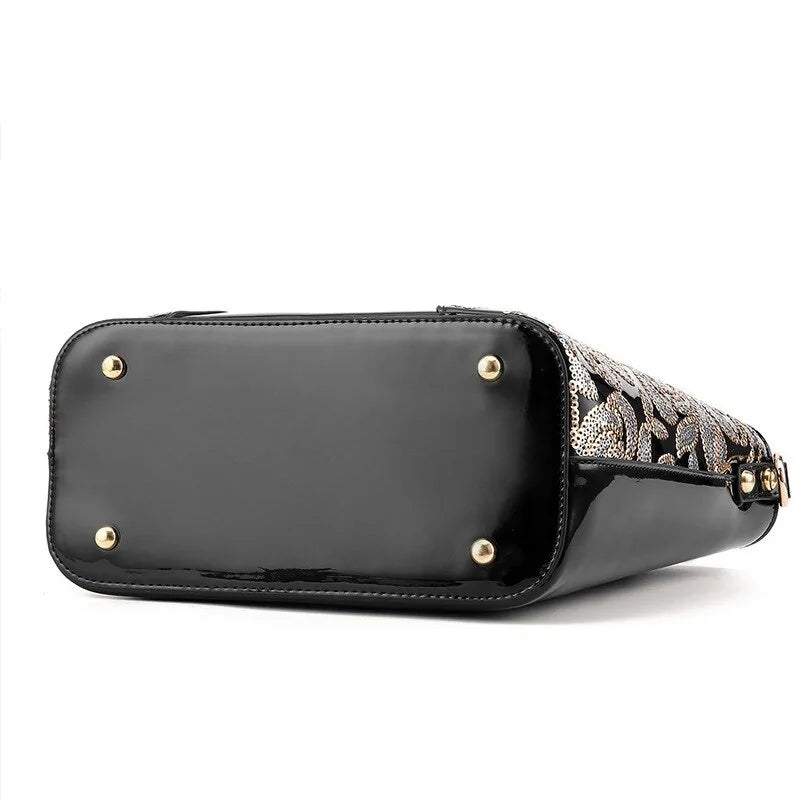 Luxury Sequin Embroidery Leather Handbag