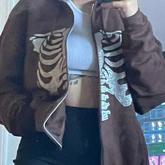 Y2K Rhinestone Zip-Up