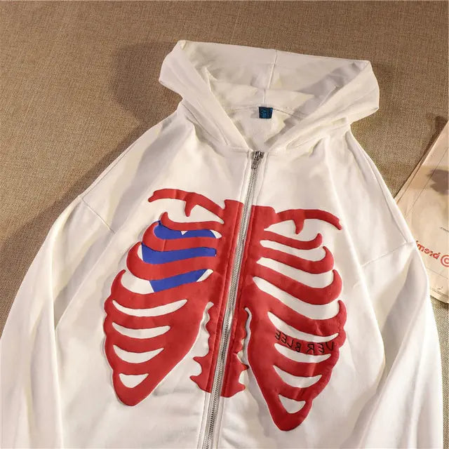 Y2K Rhinestone Skeleton Zip-Up