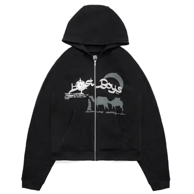 Y2K Rhinestone Zip-Up