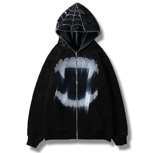 Y2K Rhinestone Zip-Up