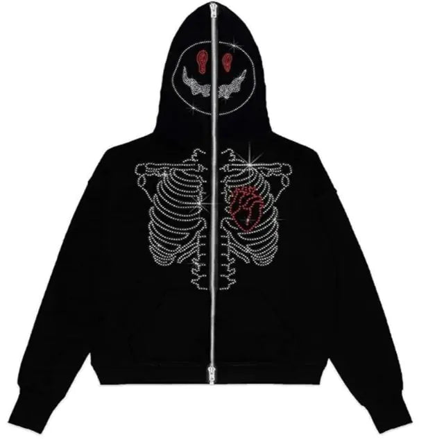 Y2K Rhinestone Zip-Up