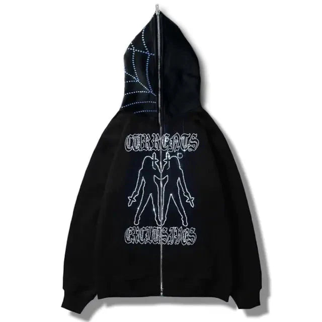 Y2K Rhinestone Zip-Up