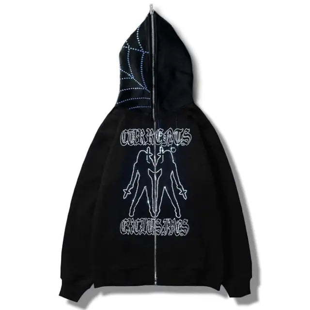 Y2K Rhinestone Zip-Up