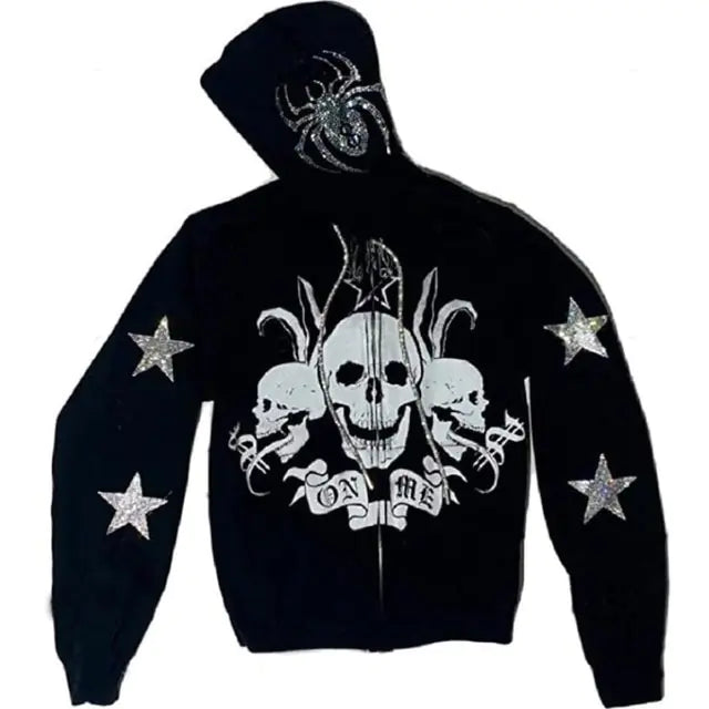 Y2K Rhinestone Zip-Up