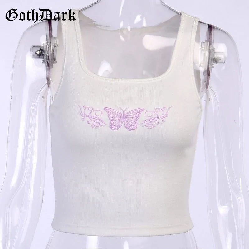 Womens Y2K Butterfly Crop Top