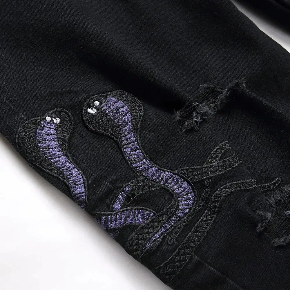 Solus LLC Black Python Jeans