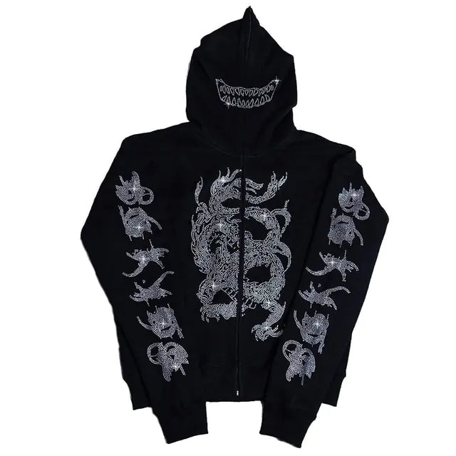 Y2K Rhinestone Zip-Up