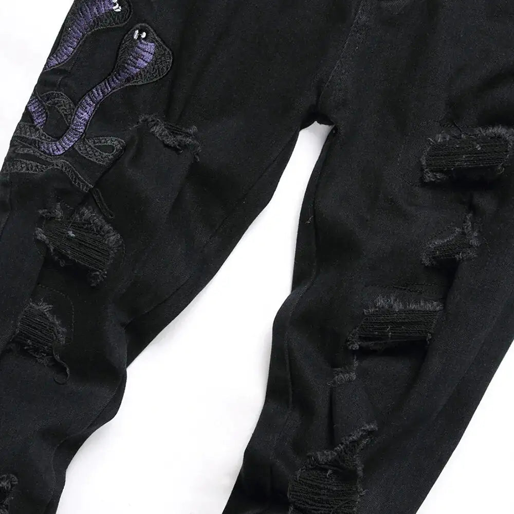 Solus LLC Black Python Jeans