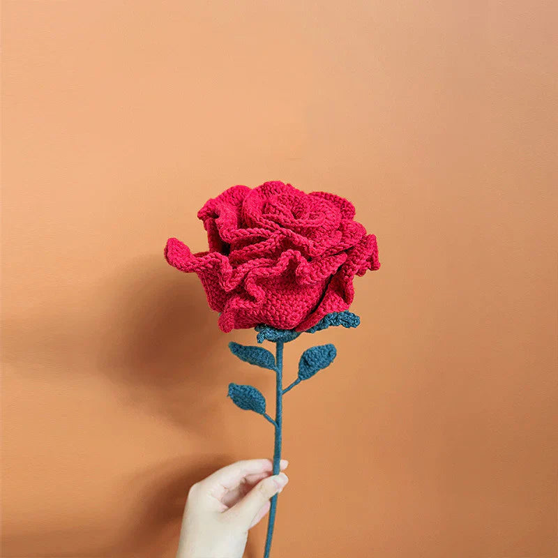Hand-Knitted Woolen Rose Bouquet