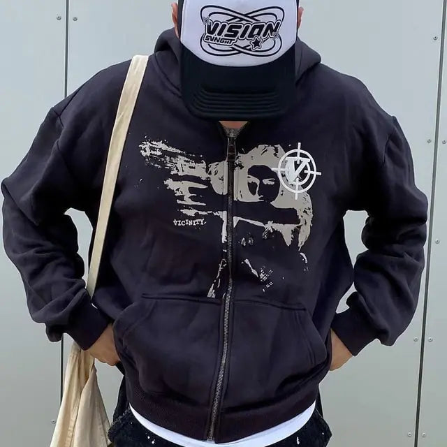 Y2K Rhinestone Zip-Up