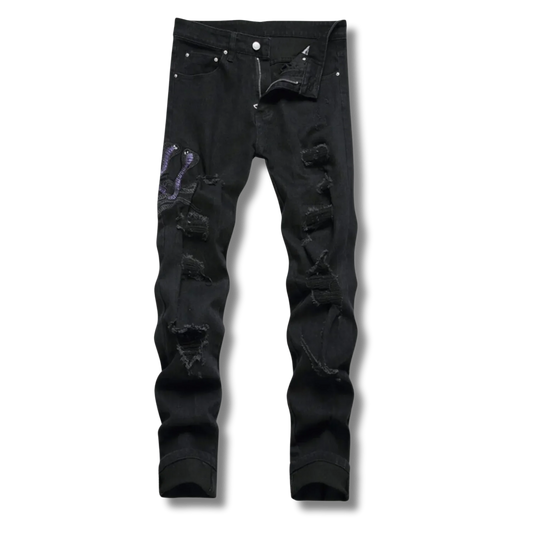 Solus LLC Black Python Jeans