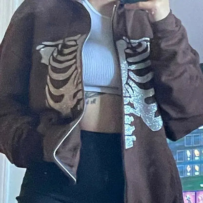 Y2K Rhinestone Zip-Up