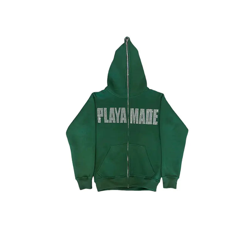 Money Never Cheats Rhinestone Zip-Up