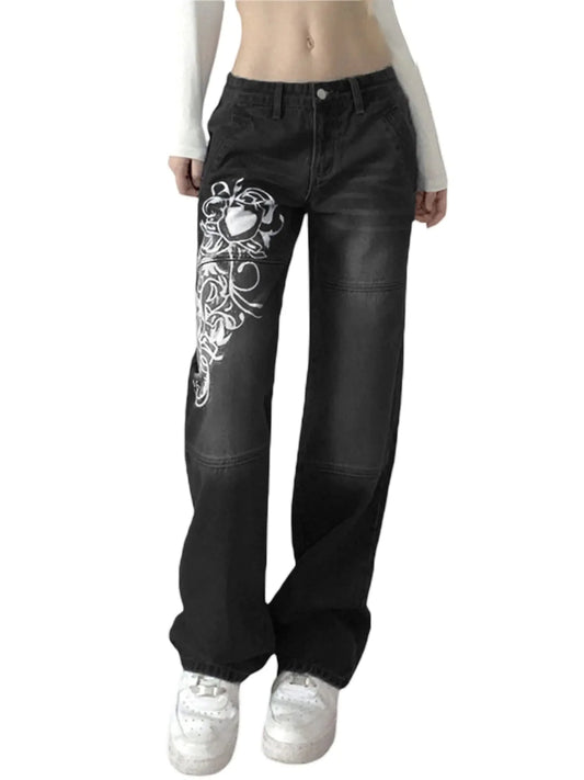 Womens Denim Pants High Waisted Y2K Jeans