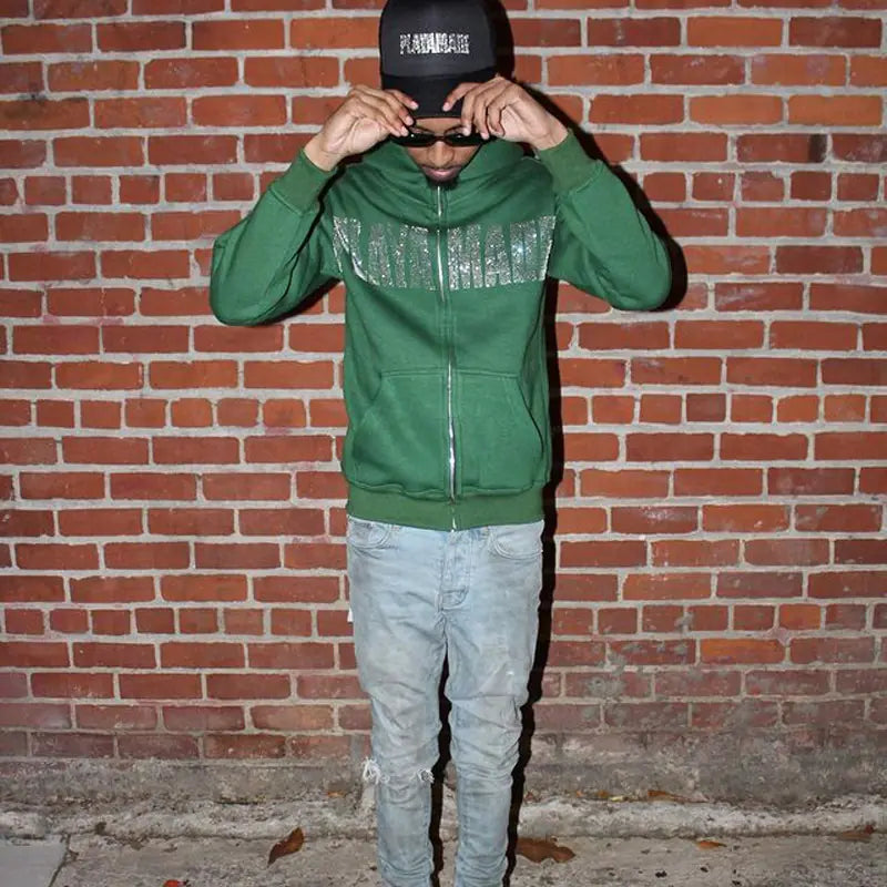 Money Never Cheats Rhinestone Zip-Up