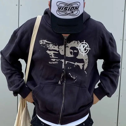 Y2K Rhinestone Zip-Up