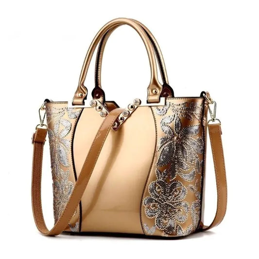 Luxury Sequin Embroidery Leather Handbag