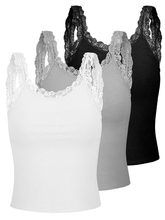 Womens Lace 3pc Lace Tank Tops