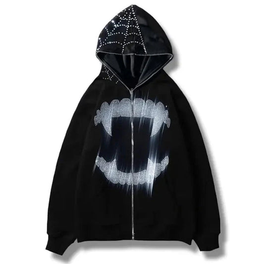 Y2K Rhinestone Zip-Up