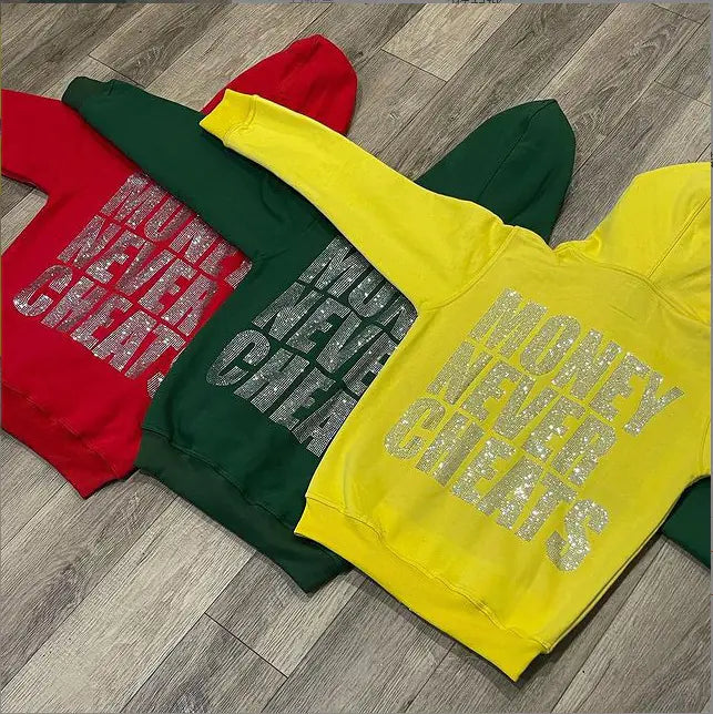 Money Never Cheats Rhinestone Zip-Up