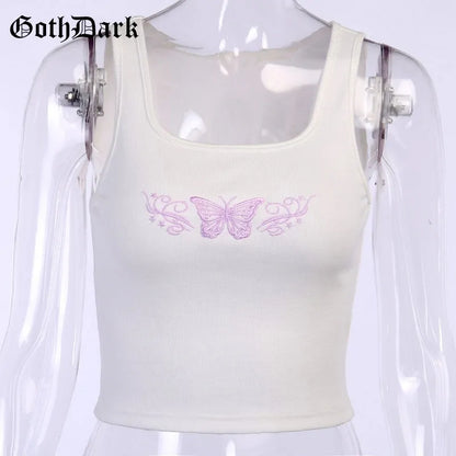 Womens Y2K Butterfly Crop Top