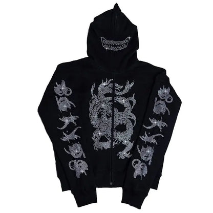 Y2K Rhinestone Zip-Up