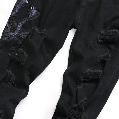 Solus LLC Black Python Jeans